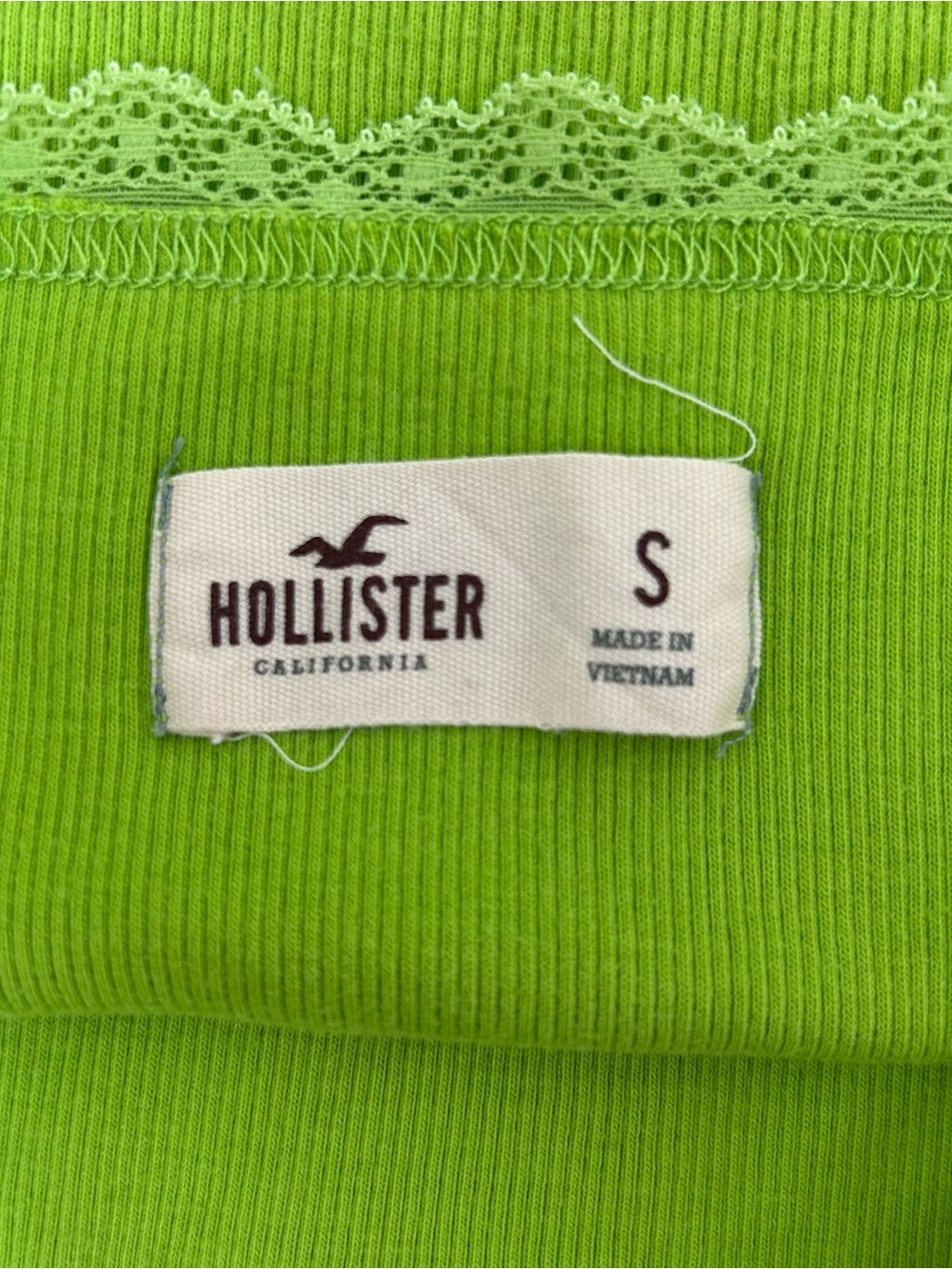 Hollister Vintage Y2K Lime Green Lace-Trim Ribbed Cami Size S - Picture 6 of 9